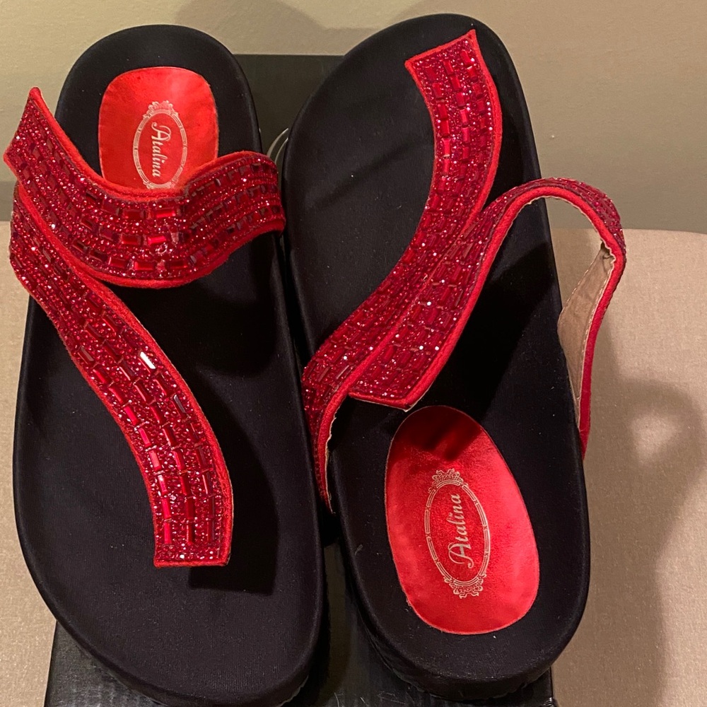 Atalina Women’s beautiful Red sparkling Sandals - Stylish Comfort